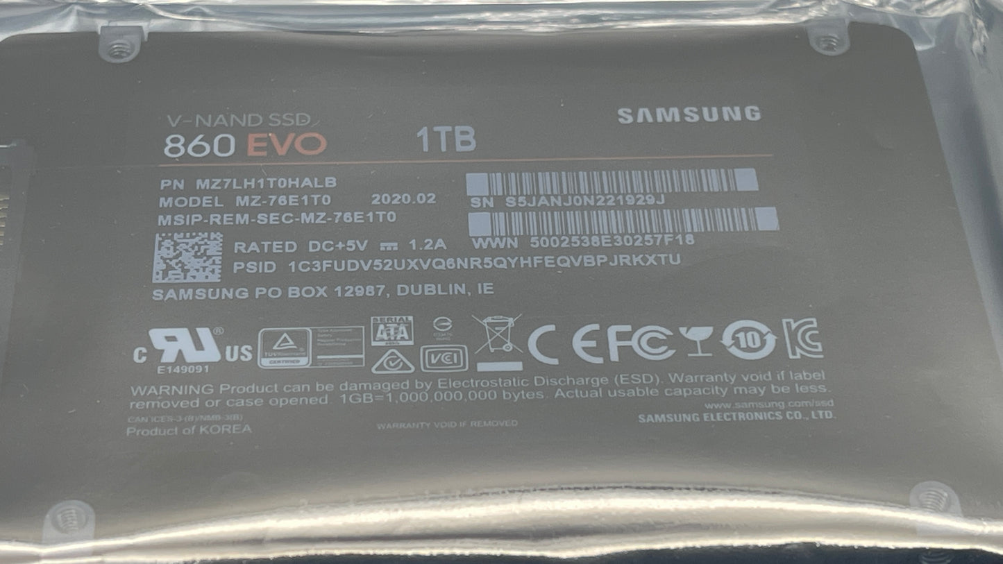 Samsung MZ7LH1T0HALB 1TB SSD SATA 6GBPS 860 Evo Series used
