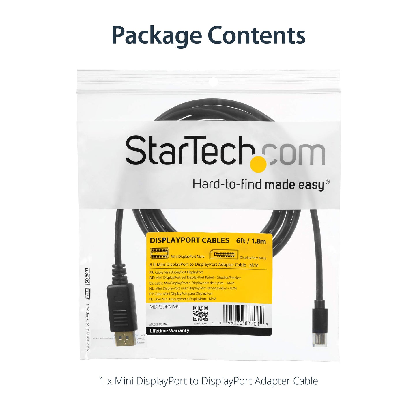 StarTech.com 10ft Mini DisplayPort to DisplayPort Cable - M/M - mDP to DP 1.2 Adapter Cable - Thunderbolt to DP