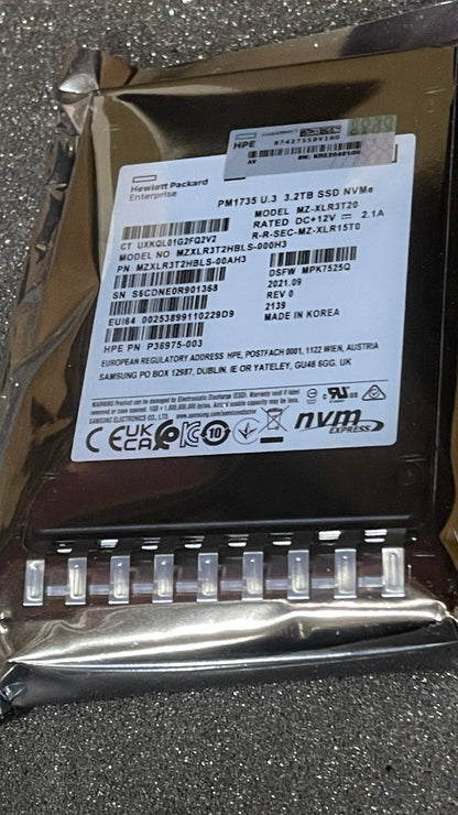 HP P36975-003 MZ-ZLR3T20 PM1735 U.3 3.2TB SSD NVMe MZXLR3THBLS-00AH3