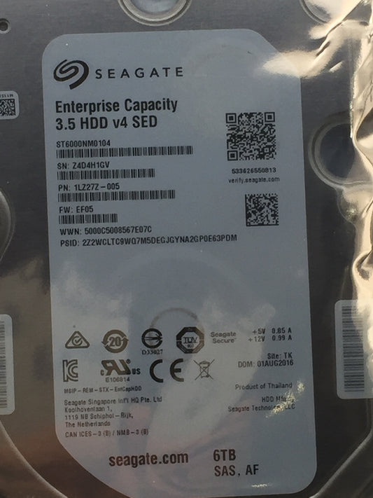 Seagate Enterprise Capacity 3.5 v4 6TB  SAS  SED Enterprise HDD  Zero Hours