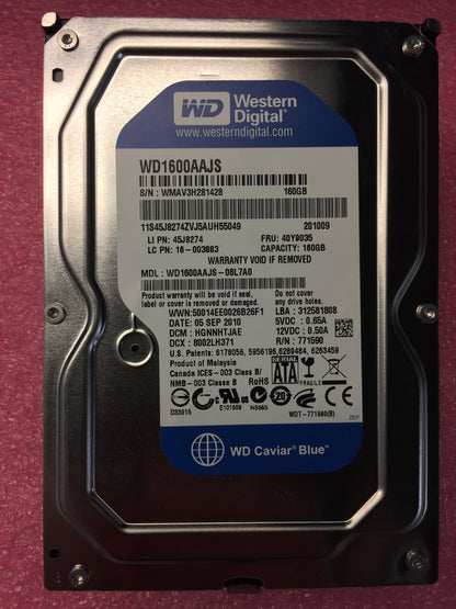 Western Digital WD1600AAJS-08L7A0 160GB, Internal Hard Drive used