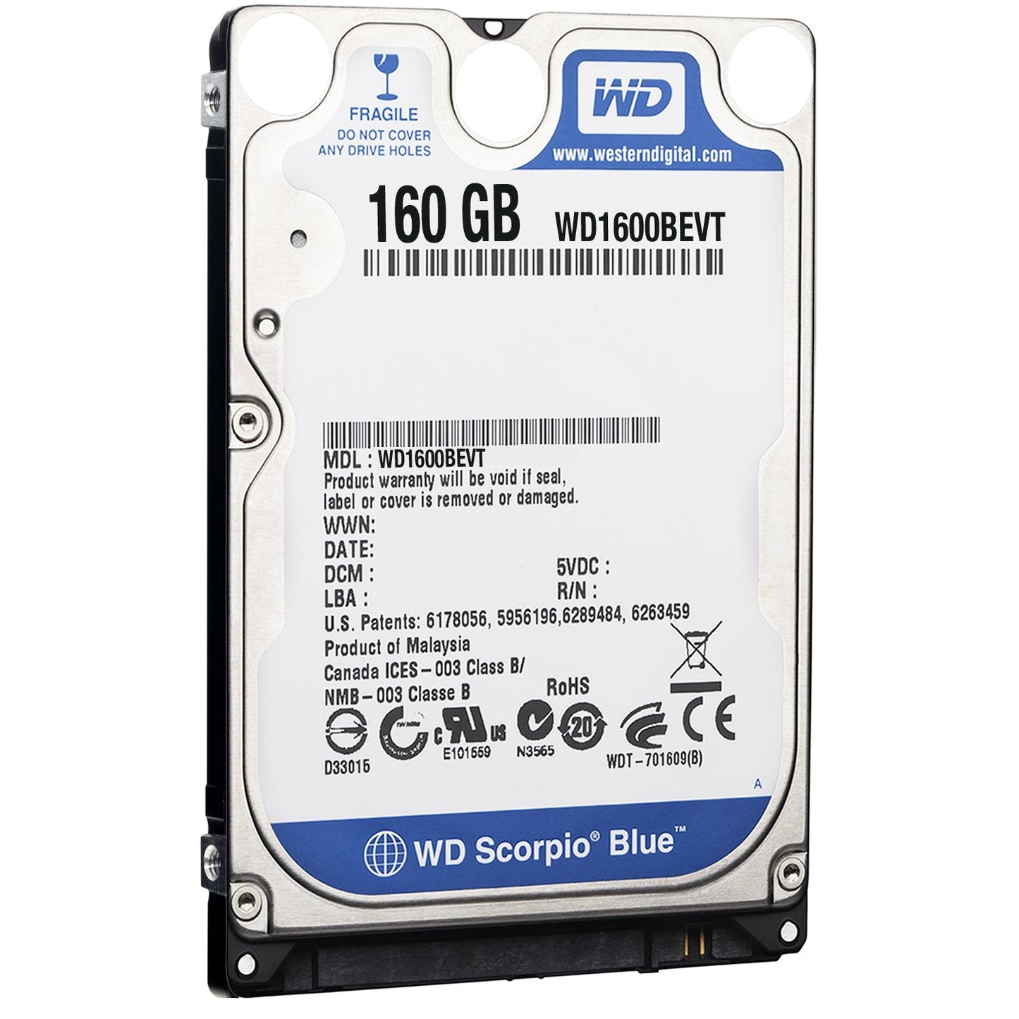 Western Digital WD1600BEVT 160 GB 5400RPM SATA 8 MB 2.5-Inch Notebook Hard Drive used