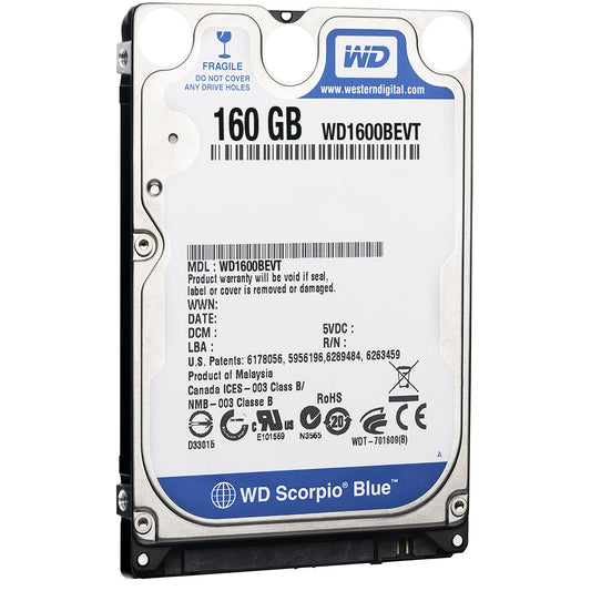 Western Digital WD1600BEVT 160 GB 5400RPM SATA 8 MB 2.5-Inch Notebook Hard Drive used