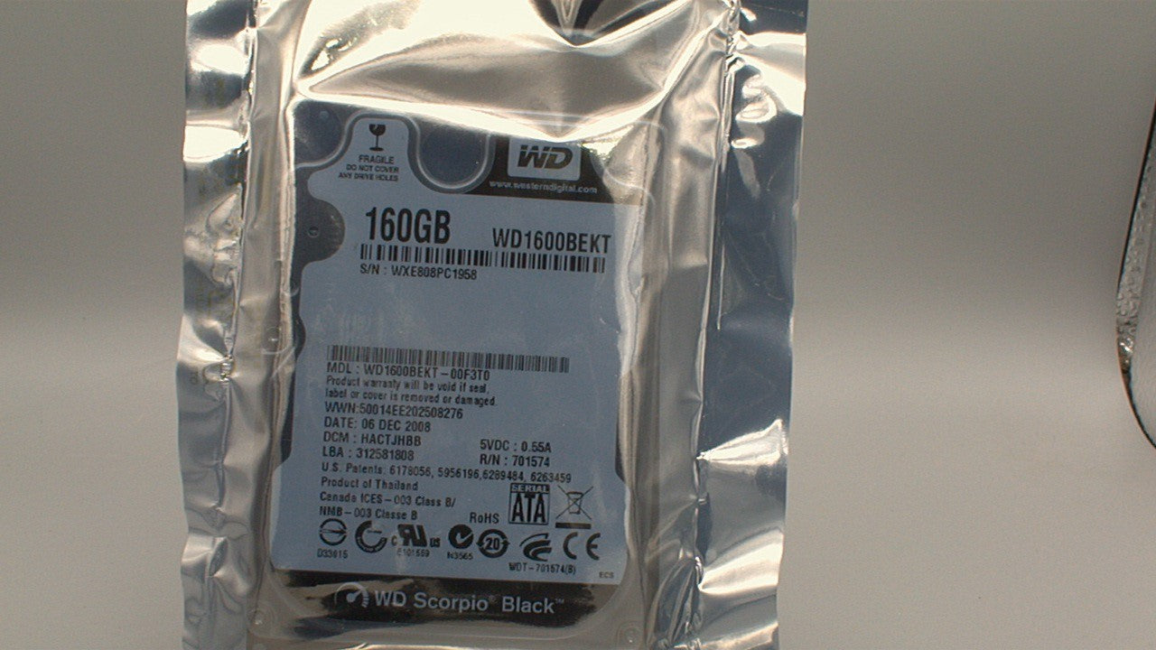 WD1600BEKT Western Digital Scorpio Black 160GB 7200 RPM SATA 2.5" Hard Drive used