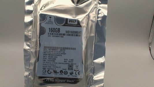WD1600BEKT Western Digital Scorpio Black 160GB 7200 RPM SATA 2.5" Hard Drive used