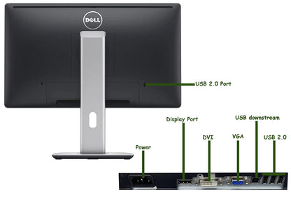 Dell P2014HT Widescreen 20 inch LED Monitor, VGA, Display Port, DVI, 16.7 Million Colors, 178 Degree Viewing Angle, Built-in USB Hub, used Grade A