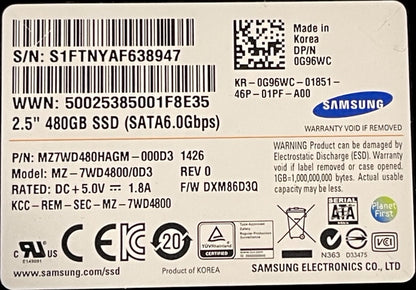 HP 729855-003 480GB SSD 2.5" SATA6.0Gbps MZ7WD480HAGM-000D3 MZ-7WD4800/0D3