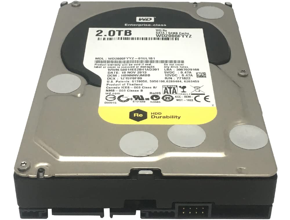 Western Digital RE WD2000FYYZ 2TB 7.2 K RPM 64MB Cache SATA 3.5" Enterprise HDD Zero Hours
