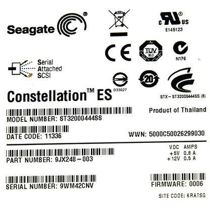 Seagate Constellation ES 7200.1 2 TB 7200 RPM SAS 2.0 6 GB/s 16 MB Cache 3.5-Inch Hard Drive - ST32000444SS Used