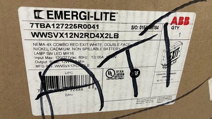 ABB EMERGI-LITE 7TBA127225R0041 WWSVX12N1RDLB Commercial Lighted Exit signs NEW OPEN BOX