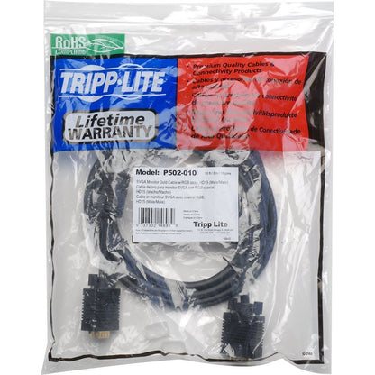 Tripp Lite VGA Coax Monitor Cable, High Resolution cable with RGB coax (HD15 M/M) 10-ft.(P502-010)