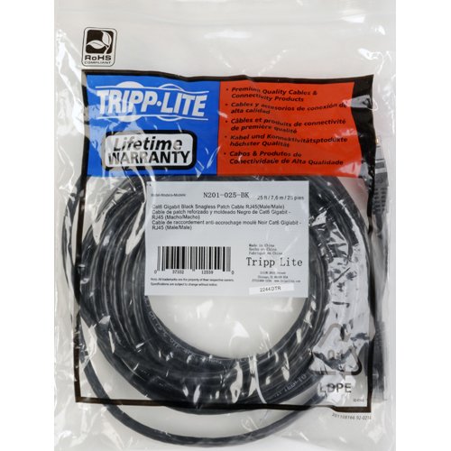 Tripp Lite Cat6 Gigabit Snagless Molded Patch Cable (RJ45 M/M) - Black, 20-ft.(N201-020-BK)