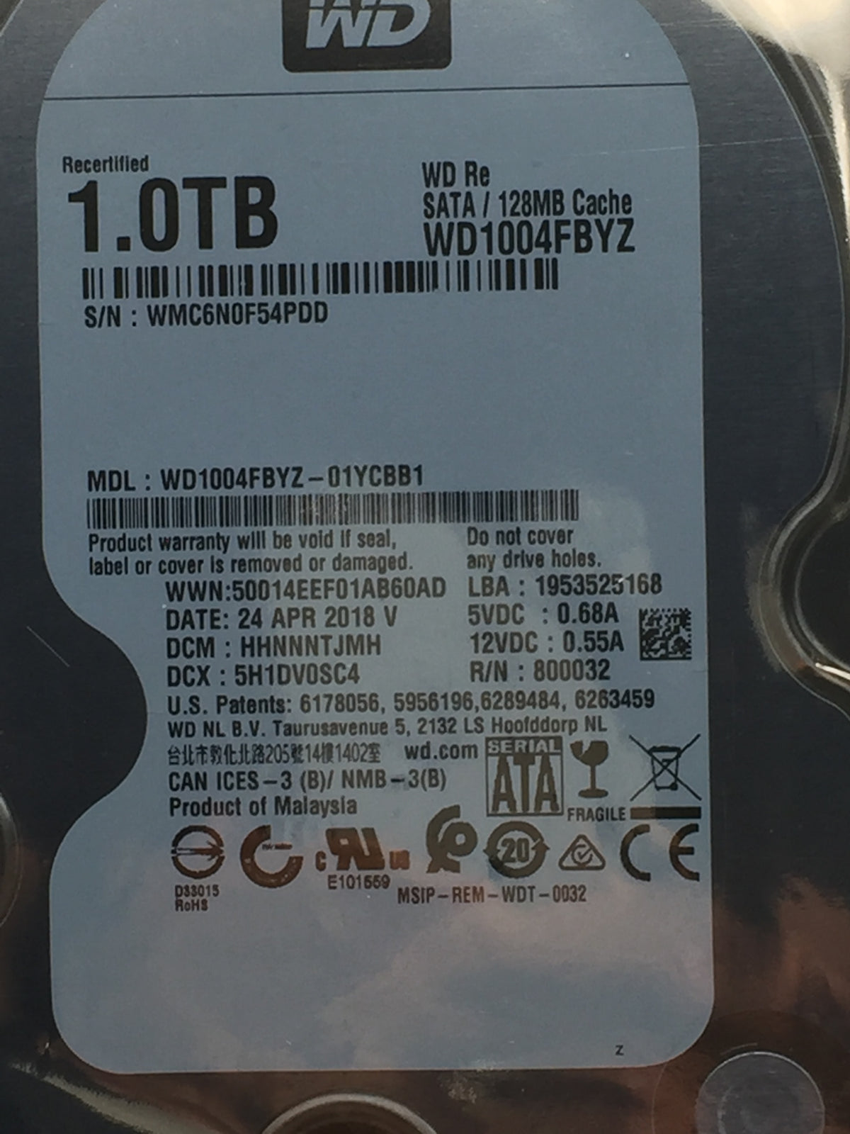 WD Ultrastar DC 1TB SATA 3.5" Enterprise Hard Drive HUS722T1TALA604 Zero Hours