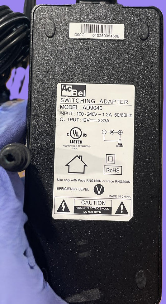 AcBel AD9040 40W 12V 3.33A switching adapter used