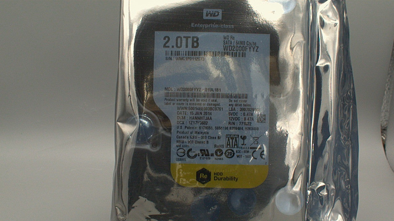 Western Digital RE WD2000FYYZ 2TB 7.2 K RPM 64MB Cache SATA 3.5" Enterprise HDD Zero Hours