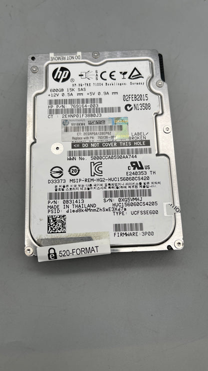 Hpe 769164-003 3PAR 600GB 15K 12G SFF SAS Hard Drive New pulled.