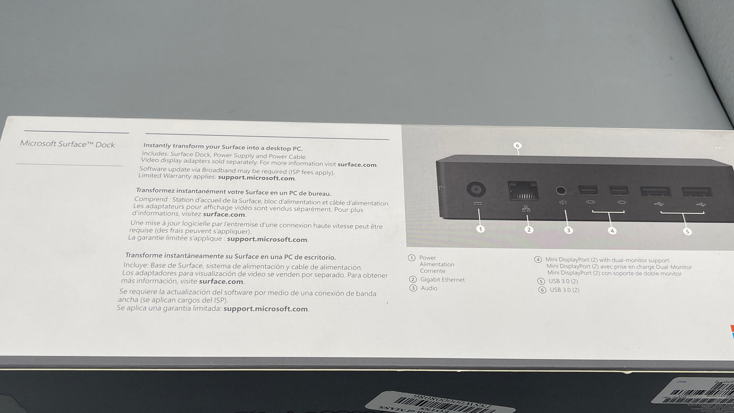 New Open box Microsoft Surface Dock PF3-00005 with 1749 90W AC adapter (Compatible with Surface Pro 3, 4, and Surface Book) in original box