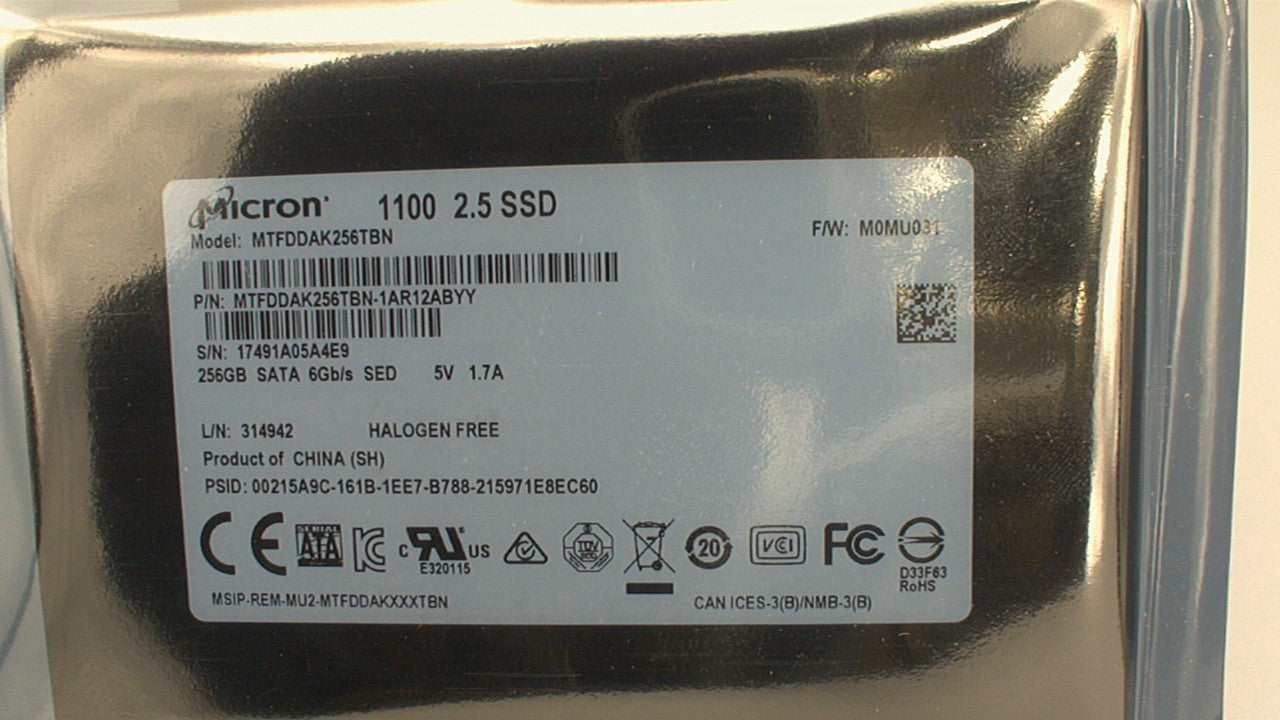 Micron 1100 256GB SATA 6Gb/s 2.5" SFF TLC SED SSD MTFDDAK256TBN-1AR12ABYY used - Pamper Inn