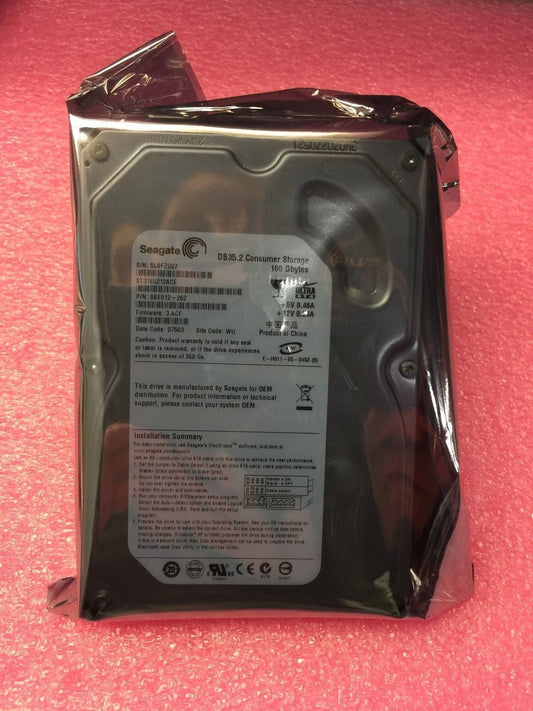 ST3160212ACE Seagate 160GB IDE 7200RPM 2MB ATA/100 PATA Internal 3.5" Hard Drive used