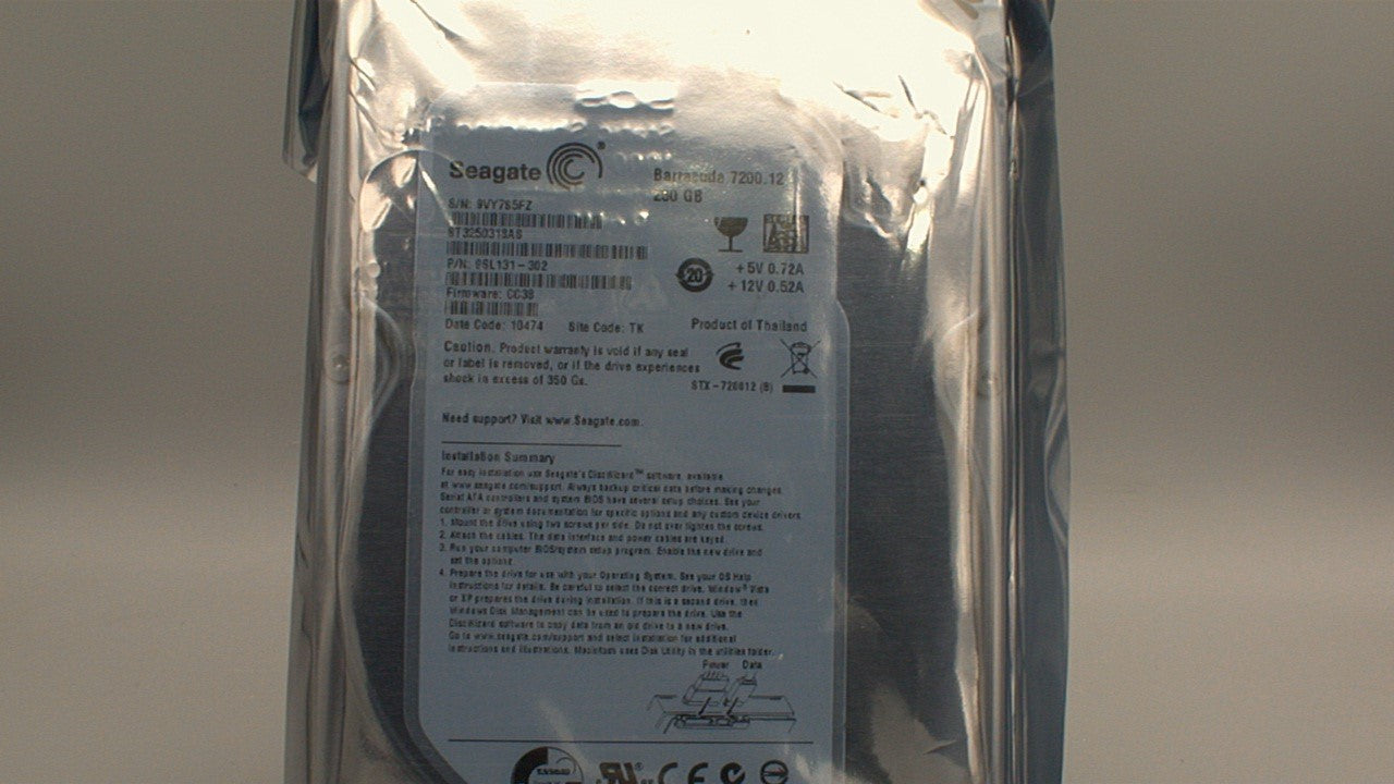 Seagate BarraCuda 7200.12 ST3250318AS 250GB 7200 RPM 8MB Cache SATA 3.0Gb/s 3.5" Zero Hours