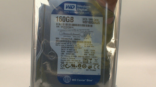 Western Digital Caviar Blue WD1600AAJS-56M0A0 160GB 7200 RPM 8MB Cache SATA 3.0Gb/s 3.5" Internal Hard Drive used
