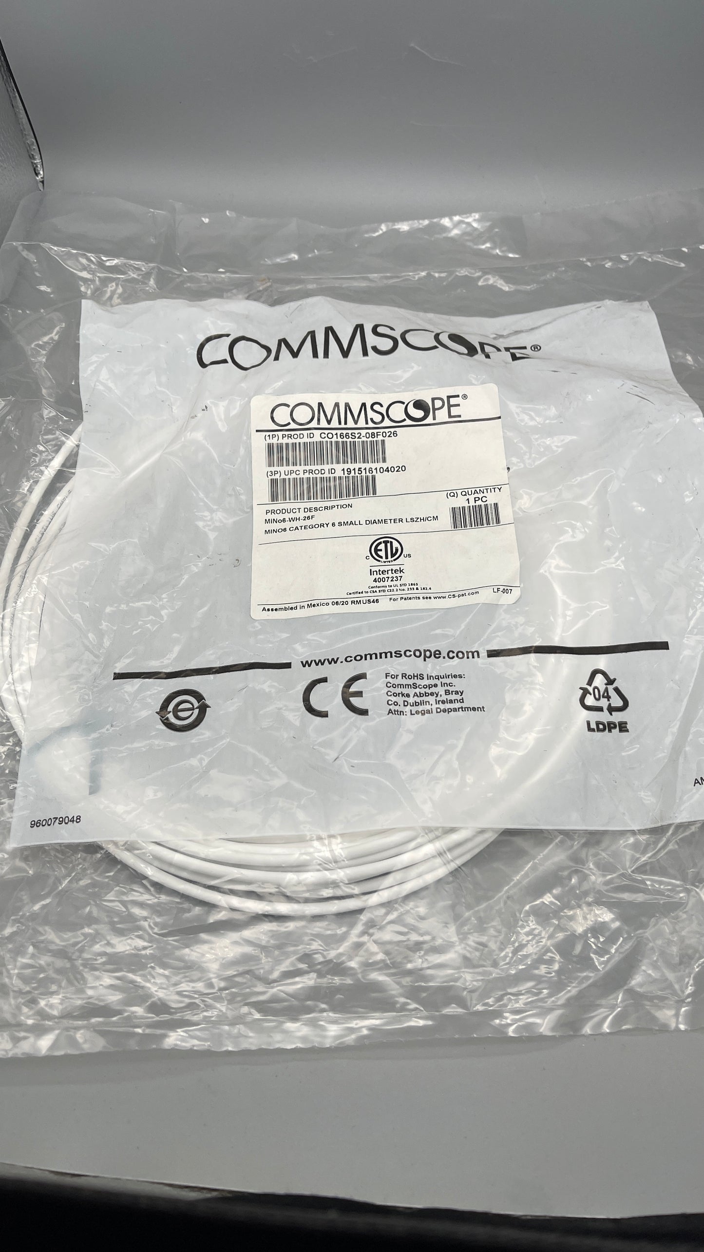Commscope MINO6 CATEGORY 6 SMALL DIAMETER LSZH/CM CO166S2-08F026