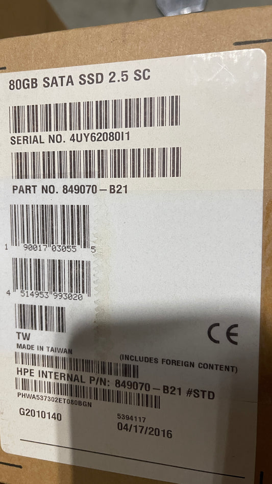 HP 849070-B21 80GB SATA SSD 2.5 SC