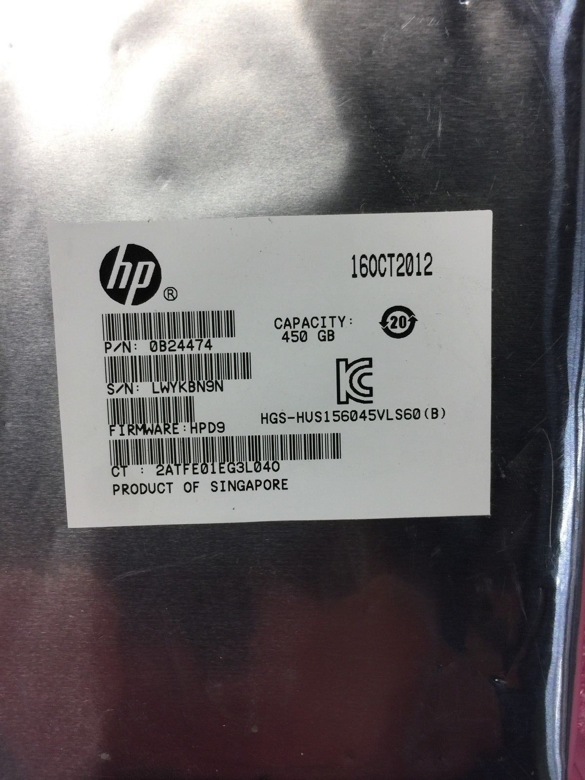 HP  0B24474 450GB 3.5" 15K RPM SAS Hard Drive No Tray
