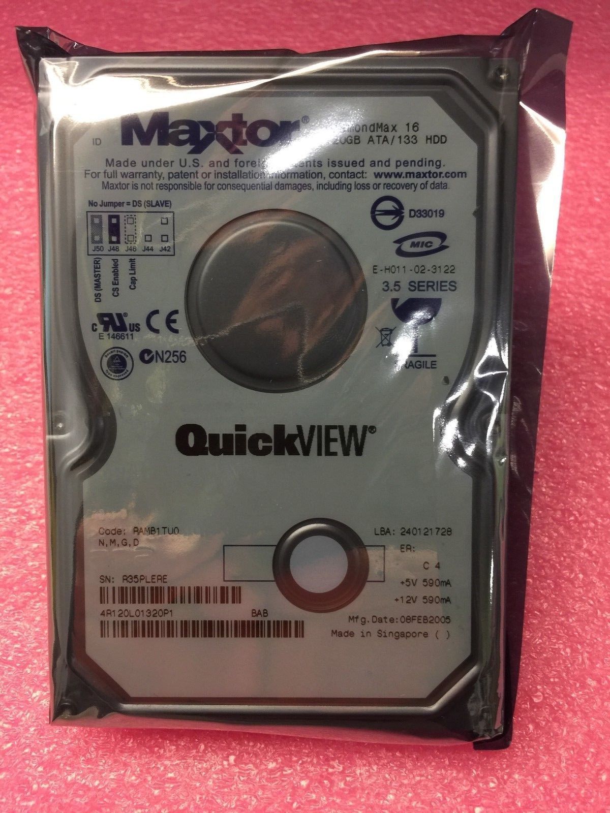 Maxtor DiamondMax 16 4R120L01320P1 120GB IDE HDD used