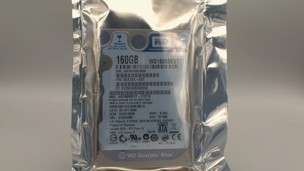 WD1600BEVT-11ZCT0 Western Digital Scorpio Blue 160GB 5400RPM SATA 3Gb/s 8MB Cache 2.5-Inch Internal Laptop Hard Drive used