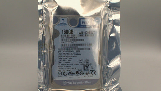 WD1600BEVT-11ZCT0 Western Digital Scorpio Blue 160GB 5400RPM SATA 3Gb/s 8MB Cache 2.5-Inch Internal Laptop Hard Drive used