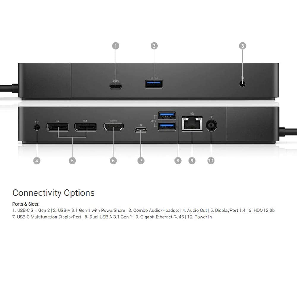 Dell WD19  Docking Station  USB-C, HDMI, Dual DisplayPort, black no ac adapter
