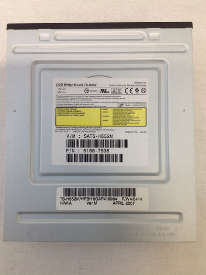 DVD Writer TS-H652 Toshiba Samsung SATS-H652M 5188-7536 March 2007 lightscribe