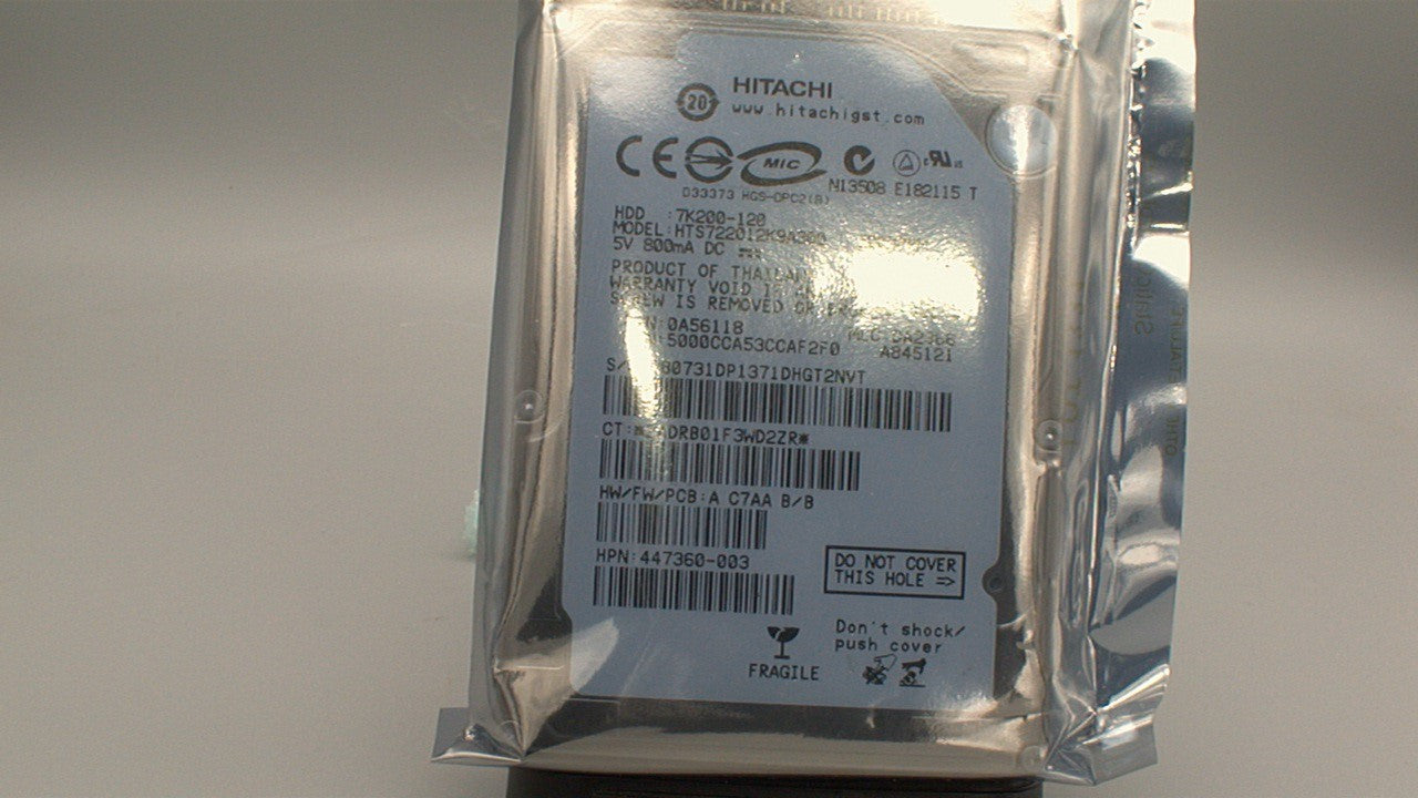 Hitachi Travelstar 7K200 120GB 7200RPM 2.5" SATA Laptop Hard Drive - HTS722012K9A300 used