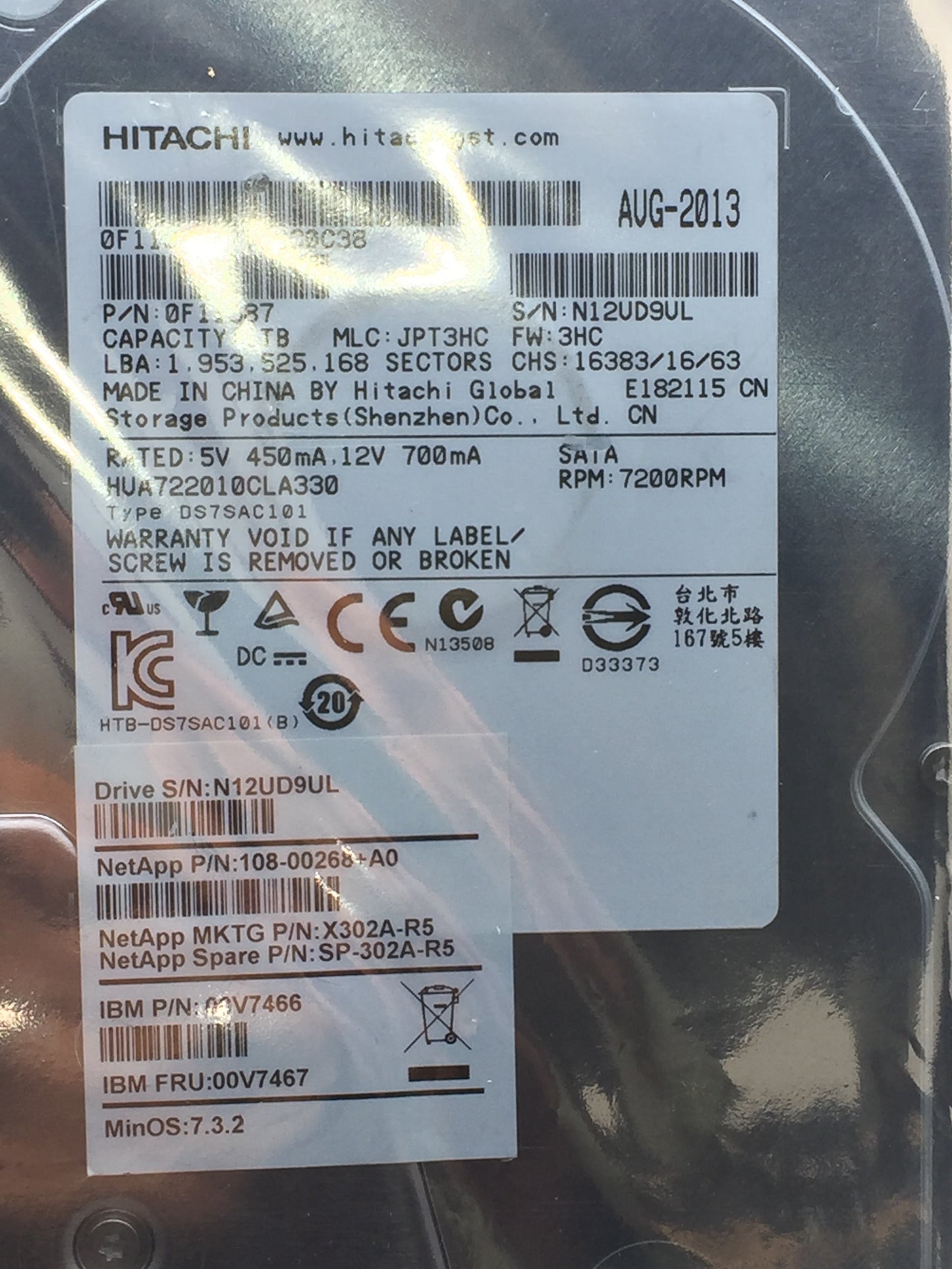 Hitachi Ultrastar A7K2000 1TB 7200 RPM 32MB SATA  3.5" Enterprise HDD Zero Hours