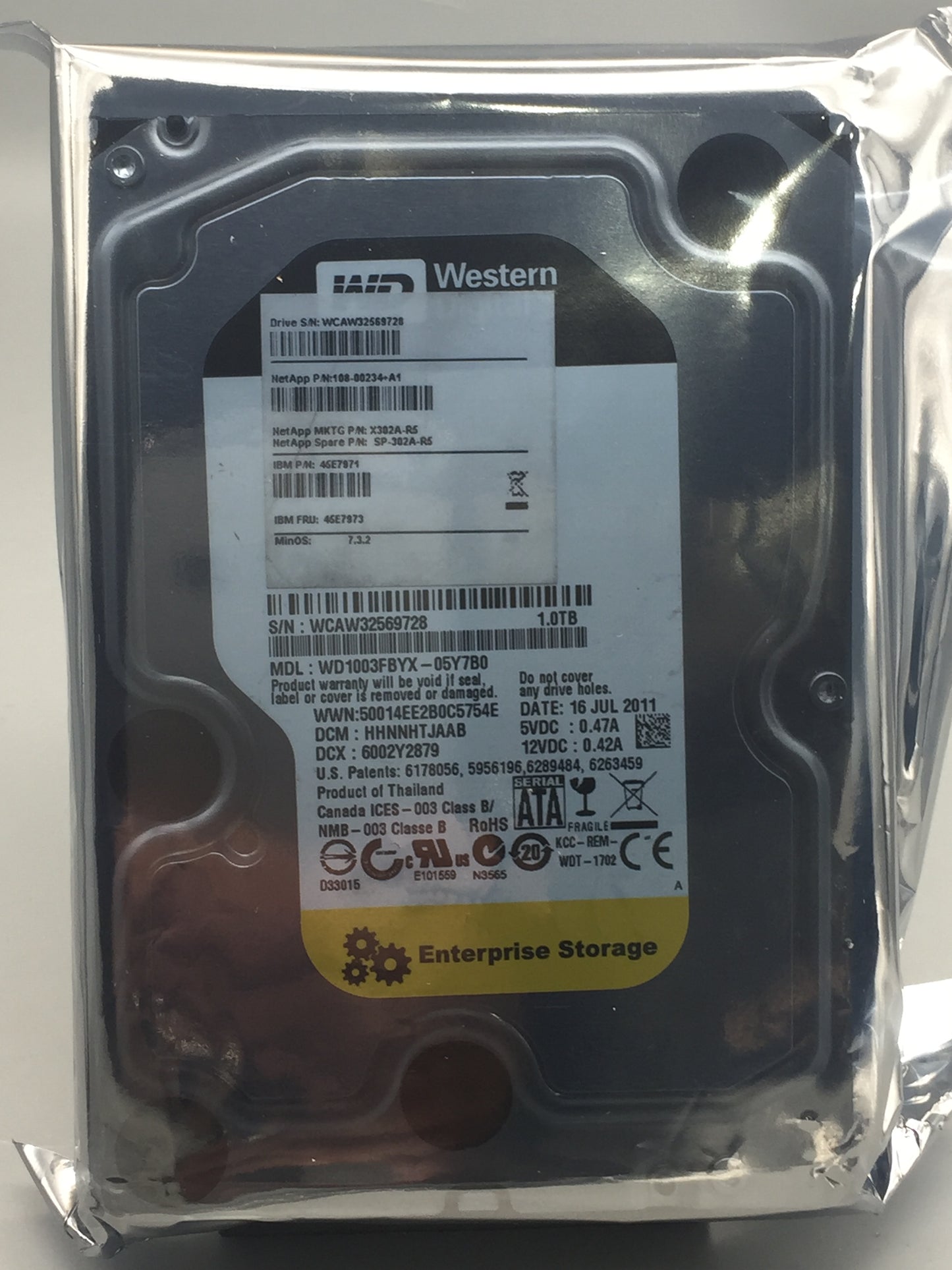 WD RE4 1TB 7200 RPM 64MB Cache SATA 3.0Gb/s 3.5" Enterprise HDD Zero Hours