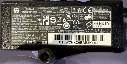 HP 65W 19.5V 3.33A 677774-003 693711-001 PPP009D  AC Adapter used