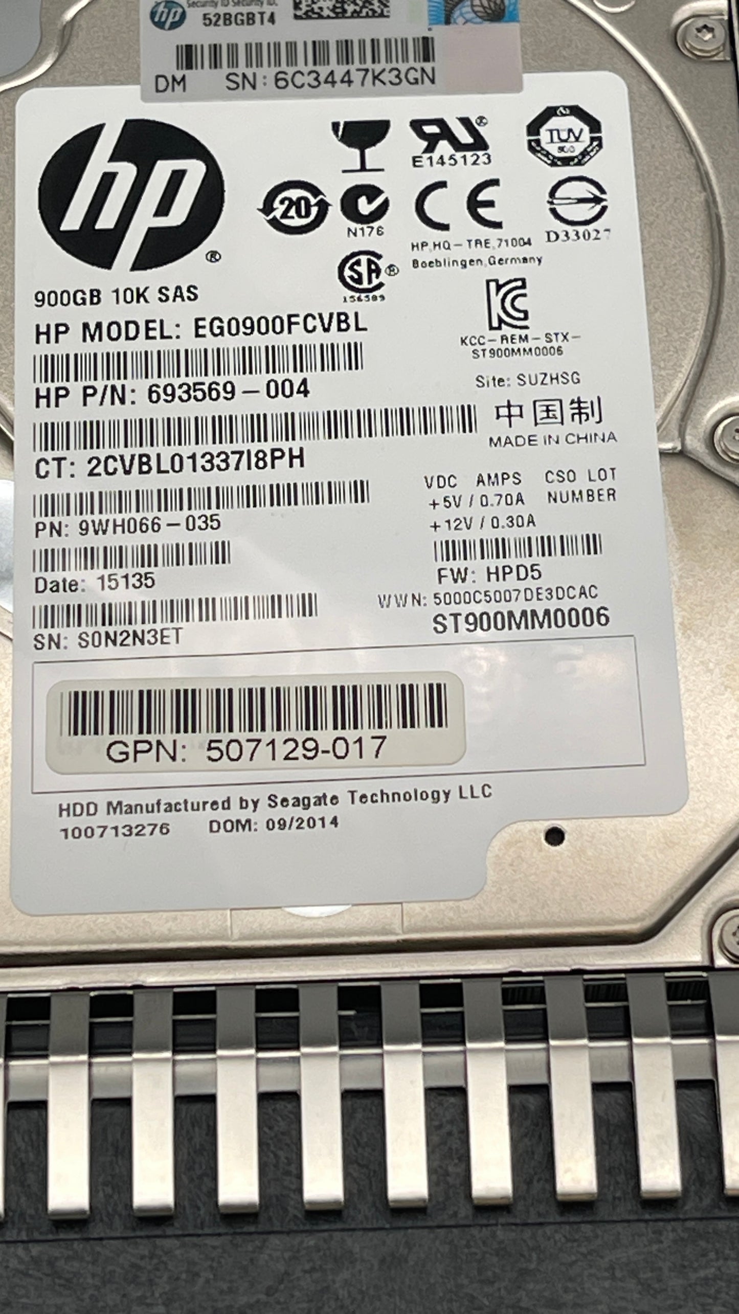 HPE 619463-001 900GB 10K SAS 2.5-inch OEM HDD with tray HOT-Pluggable 507129-017 693569-004