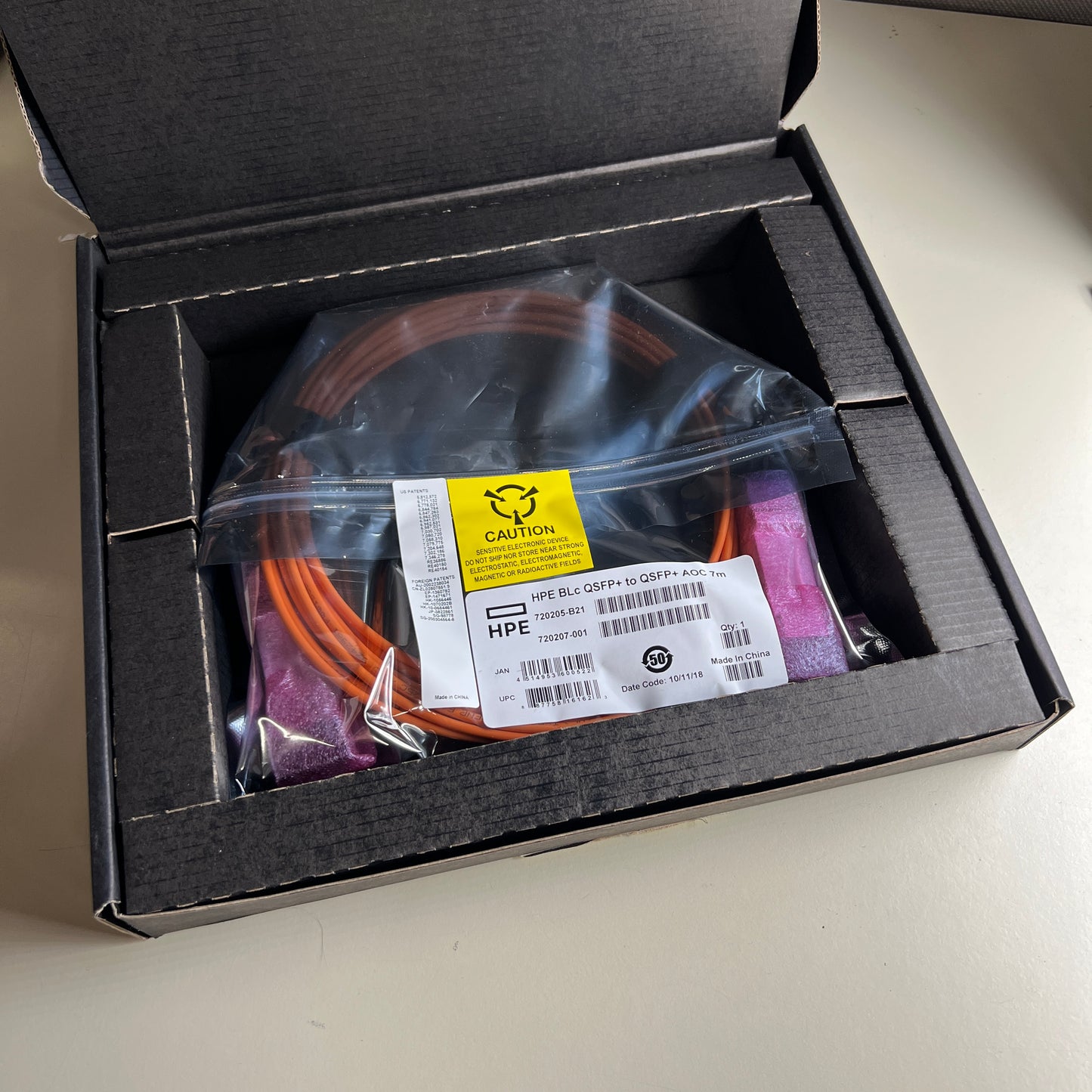 Brand New HPE BLc QSFP+ to QSFP+ AOC 7m 720205-B21