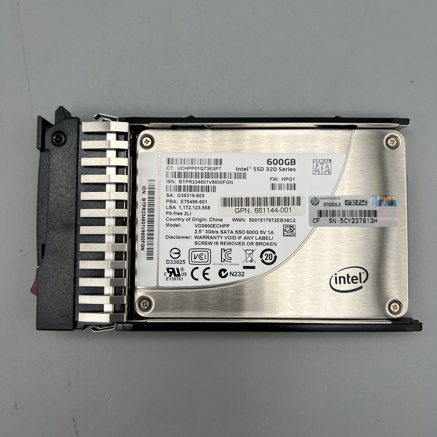 HP | Intel 600GB 2.5" SATA SSD With tray HOT-PLUG MLC SFF 661144-001 661319-001