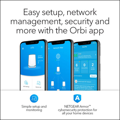NETGEAR Orbi RBK852 Whole Home Tri-band Mesh WiFi 6 System(RBR850+RBS850) Used