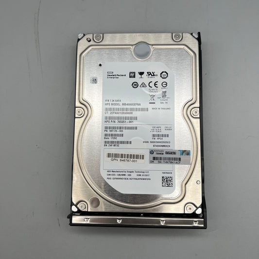 HPE 4TB 7.2K SATA HDD with tray HOT-PLUG 846787-001 765251-001 MB4000GEFNA