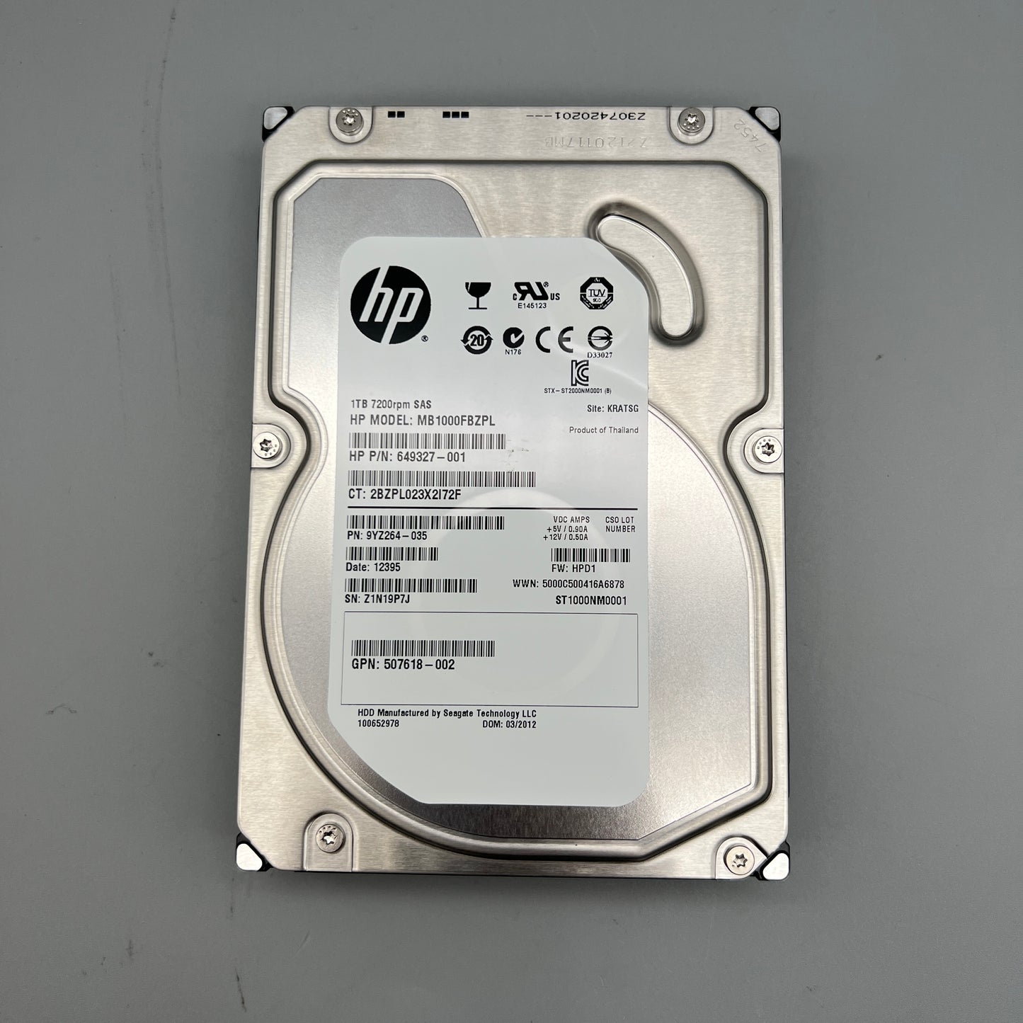 HP 1TB 7200RPM SAS HDD 6Gb/s Dual Port Midline 649327-001 507618-002 MB1000FBZPL
