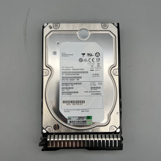 HPE 652755-007 4TB 7200RPM 3.5" DP SAS 6Gbps MDL Drive 695507-008 MB4000FCWDK