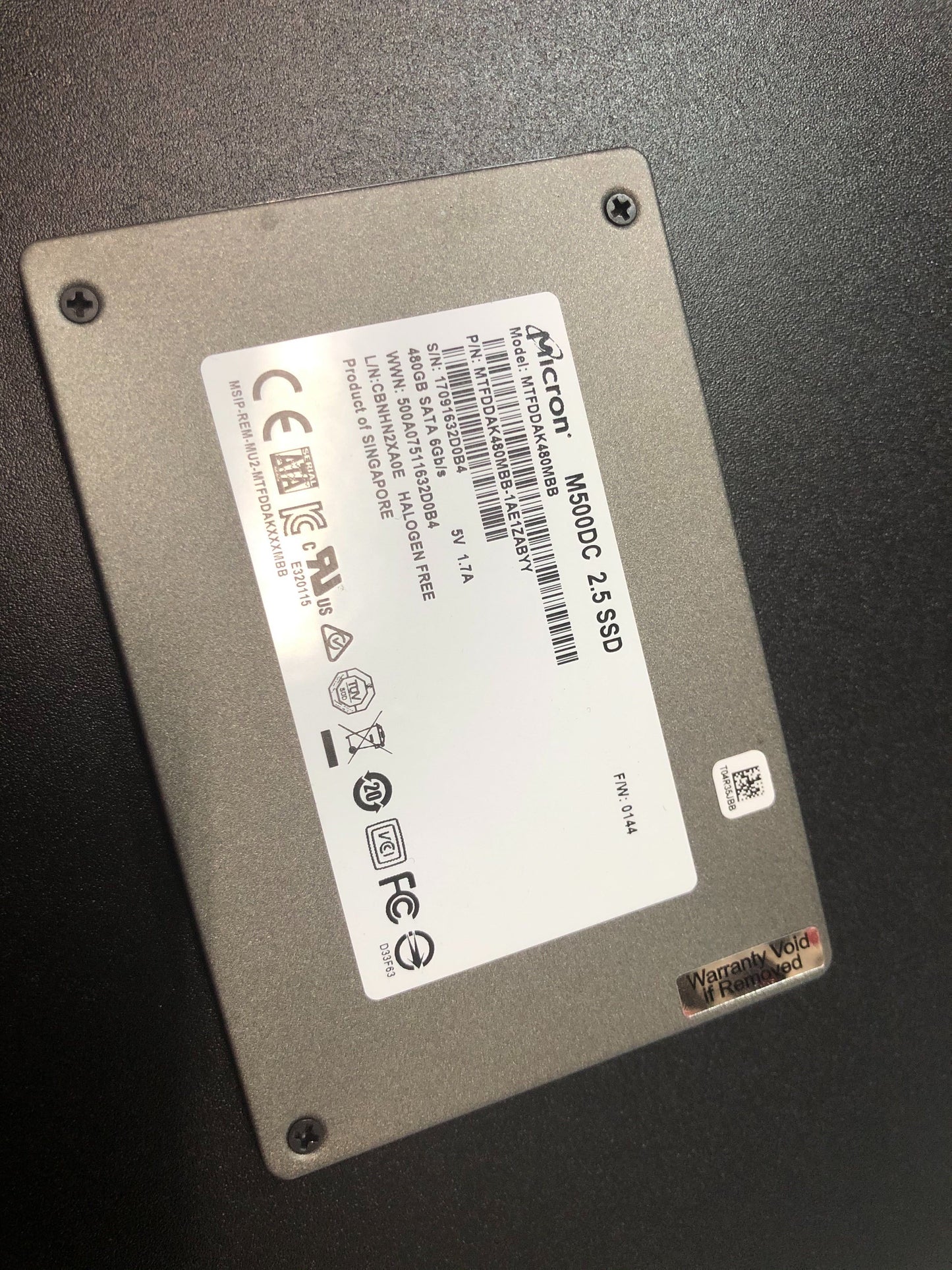 M500DC 480GB 2.5" Internal SSD Drive 2.5-Inch MTFDDAK480MBB