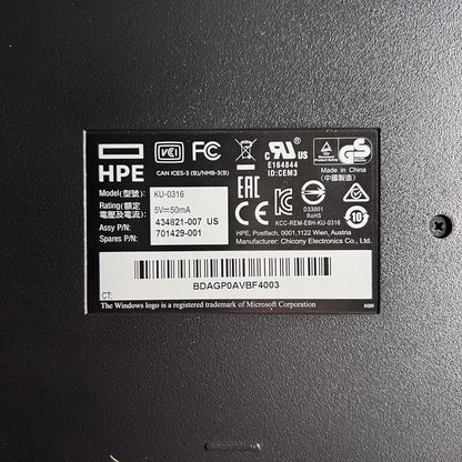 Brand New HP Genuine Computer USB Keyboard iOS/Windows 11/10 KU-0316 434821-007