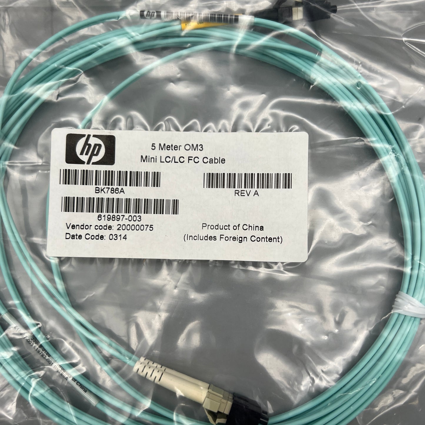 HP BK762A 5M 16.4ft OM3 Mini LC/LC Fiber Optical Network Cable PN#619897-003