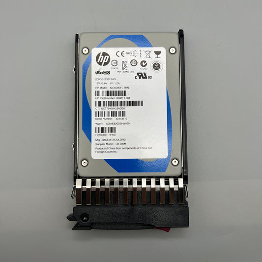 HP 2.5" 200GB SSD SAS P/N:690811-001 with Tray MODEL:MO0200FCTRN