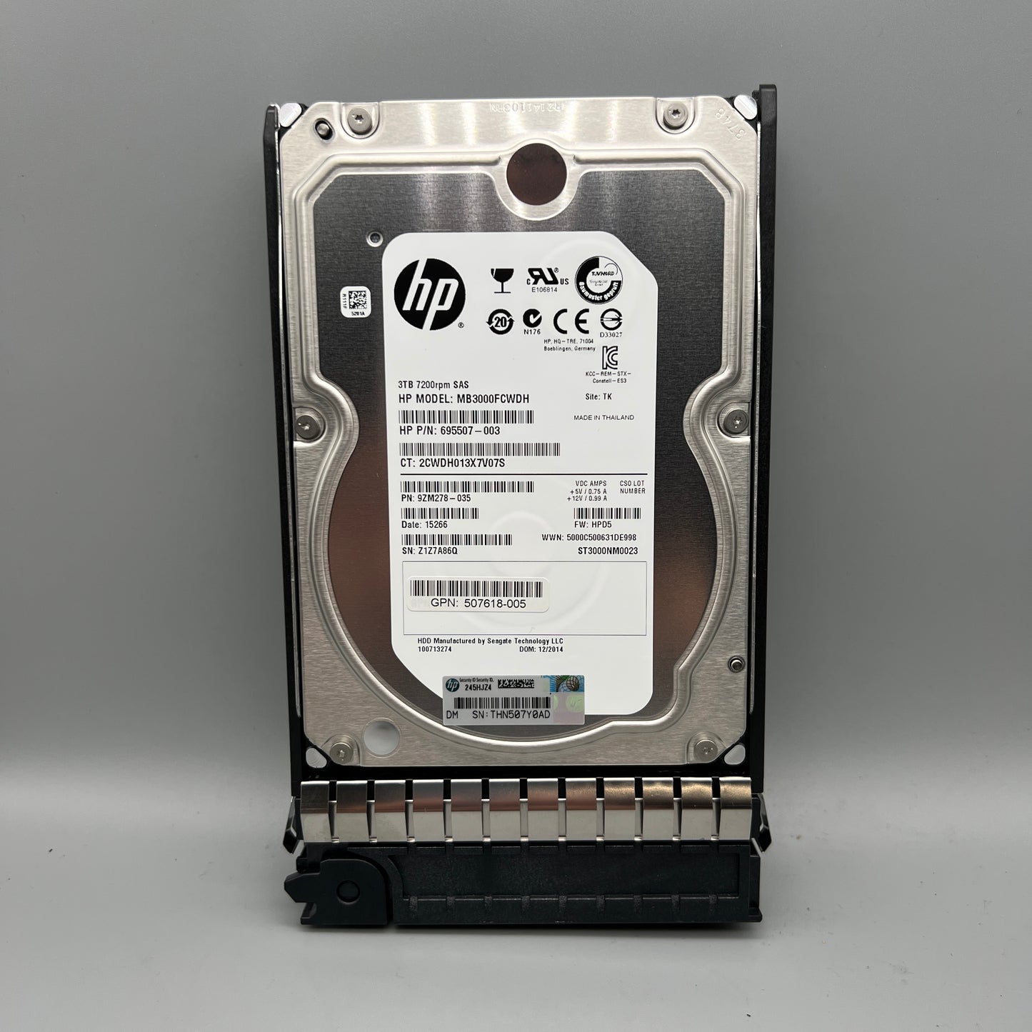 HP 3TB 7200rpm SAS 64MB Cache Hot Swap 6GB/s 507618-005 665507-003 625140-001