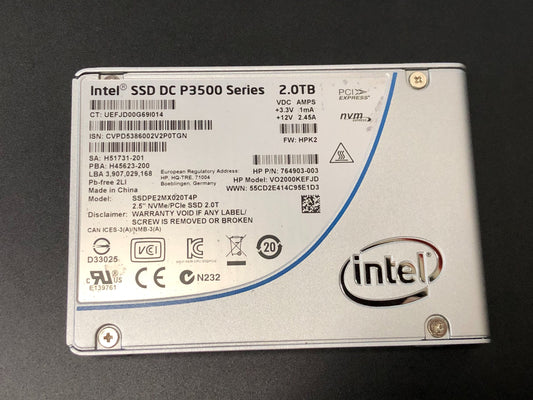 HP 2TB NVMe Solid Statte Drv SSD 2.5 Drive 764903-003 VO2000KEFJD